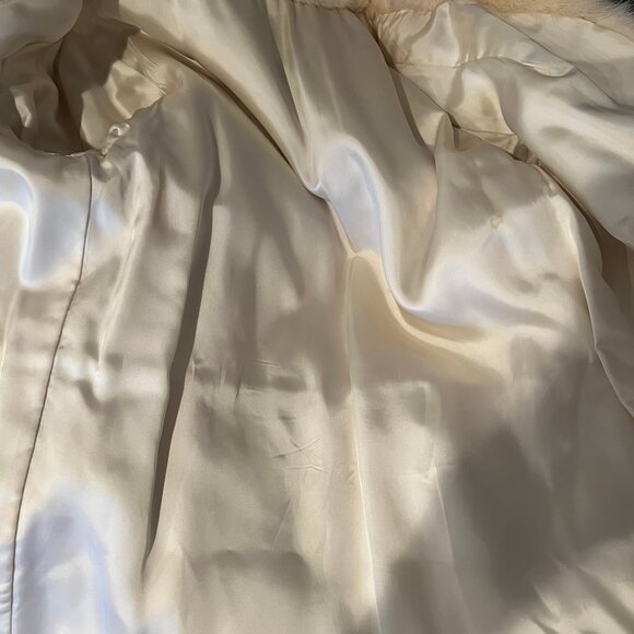 VINTAGE MINK CORDED OXI WHITE CINCH WAIST JACKET SIZE S/M - Picture 7 of 7